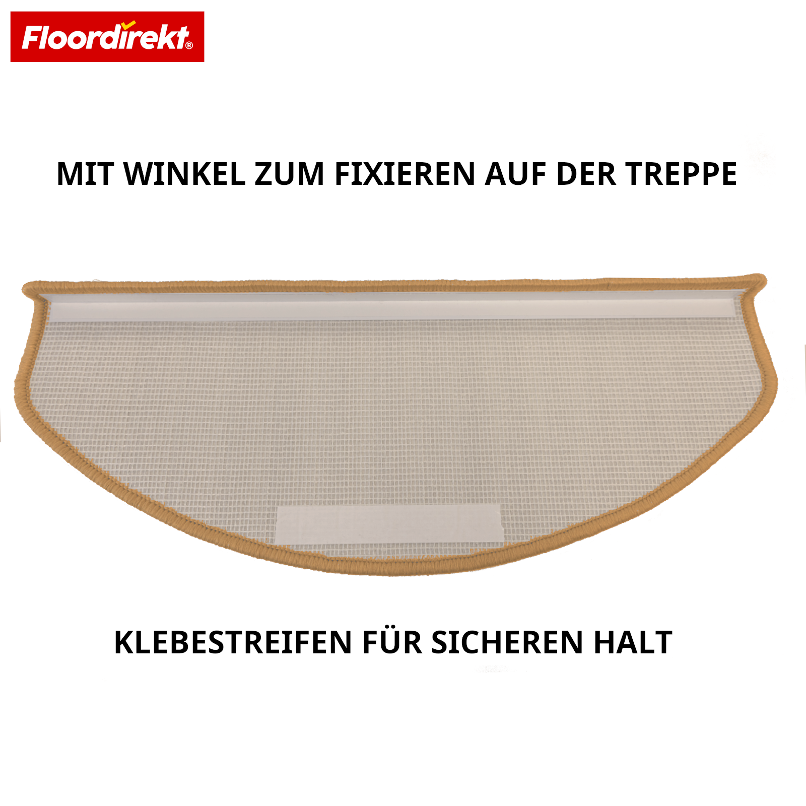 Velours-traptrede | Wien | Halfronde, antislip trapmat van robuust polypropyleen | Trapbescherming, geluidsdempend & antistatisch | Verkrijgbaar in 4 moderne kleuren