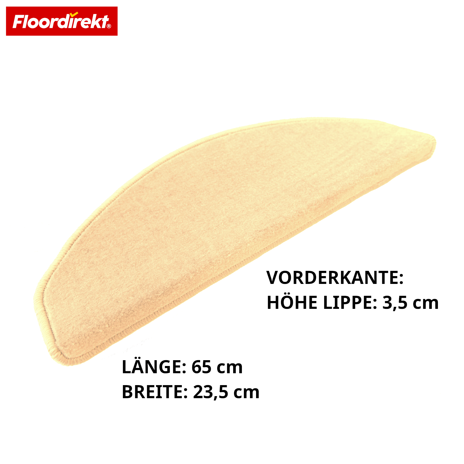 Velours-traptrede | Wien | Halfronde, antislip trapmat van robuust polypropyleen | Trapbescherming, geluidsdempend & antistatisch | Verkrijgbaar in 4 moderne kleuren
