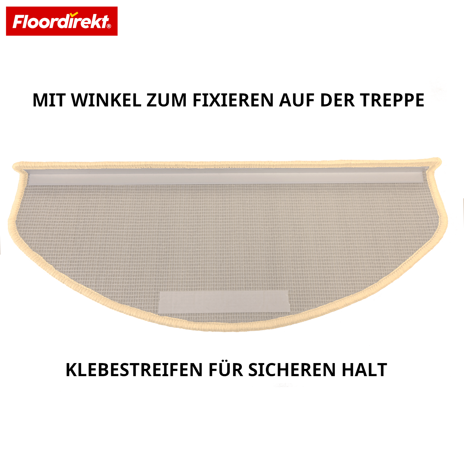 Velours-traptrede | Wien | Halfronde, antislip trapmat van robuust polypropyleen | Trapbescherming, geluidsdempend & antistatisch | Verkrijgbaar in 4 moderne kleuren