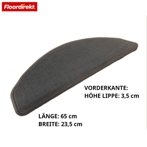 Velours-traptrede | Wien | Halfronde, antislip trapmat van robuust polypropyleen | Trapbescherming, geluidsdempend & antistatisch | Verkrijgbaar in 4 moderne kleuren