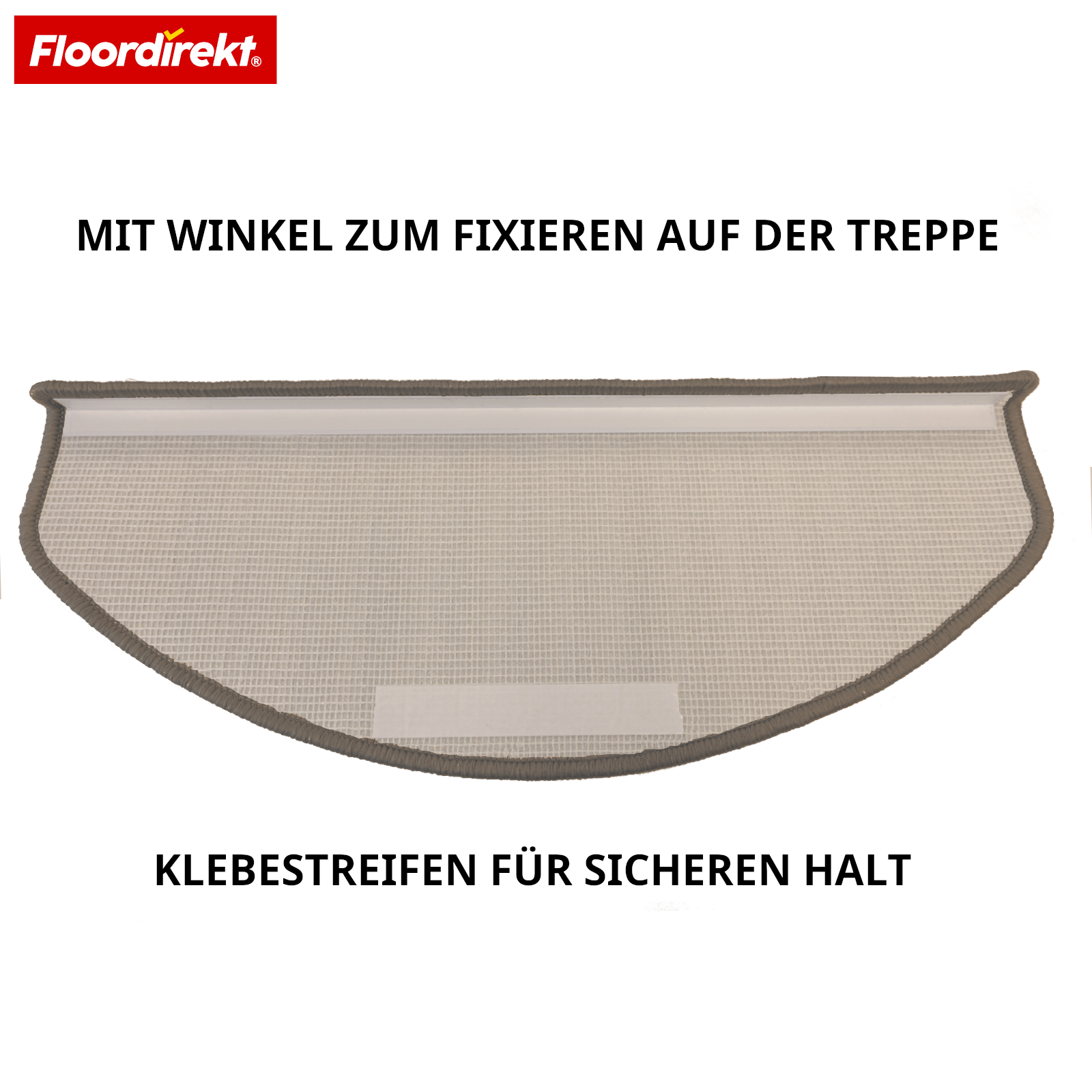 Velours-traptrede | Wien | Halfronde, antislip trapmat van robuust polypropyleen | Trapbescherming, geluidsdempend & antistatisch | Verkrijgbaar in 4 moderne kleuren