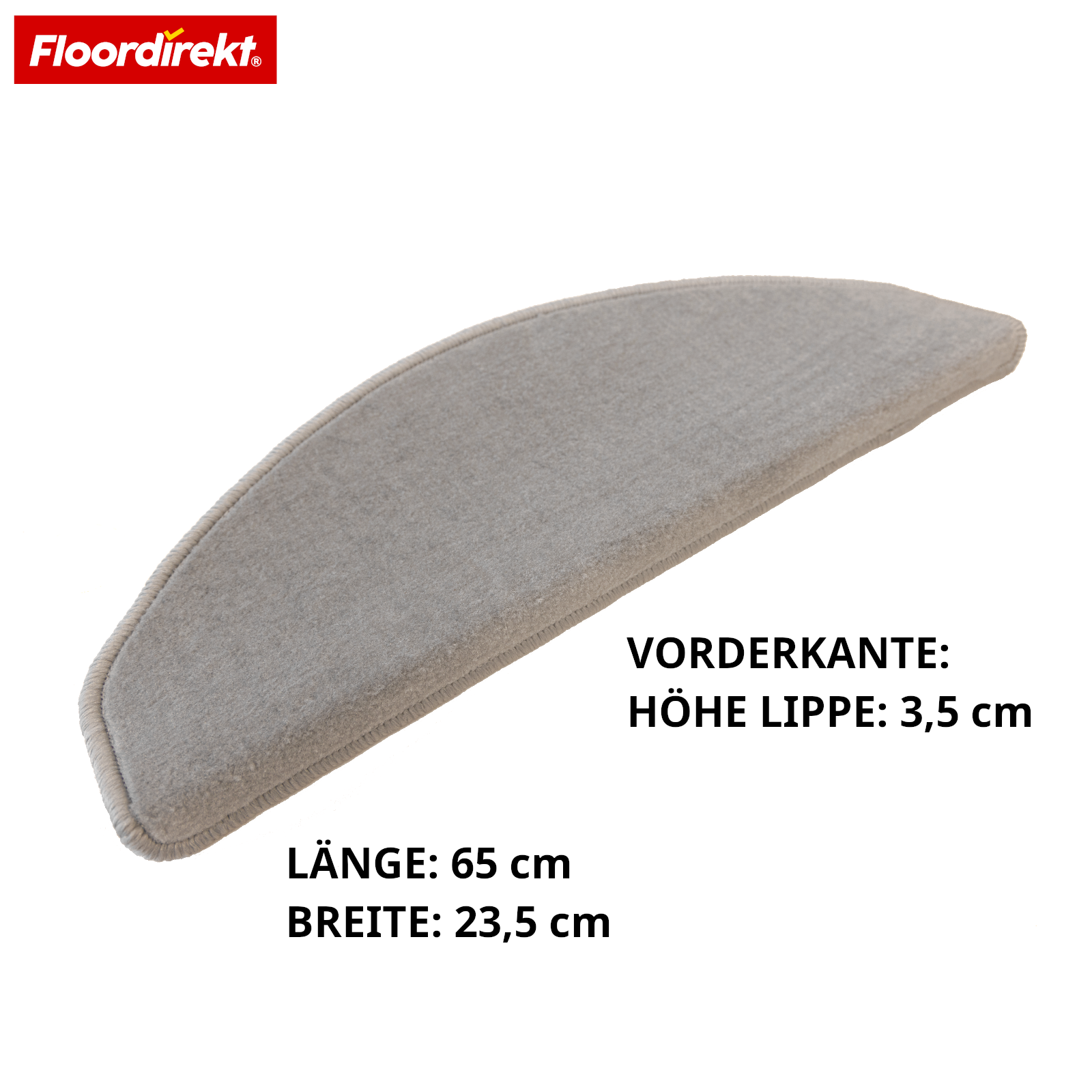 Velours-traptrede | Wien | Halfronde, antislip trapmat van robuust polypropyleen | Trapbescherming, geluidsdempend & antistatisch | Verkrijgbaar in 4 moderne kleuren