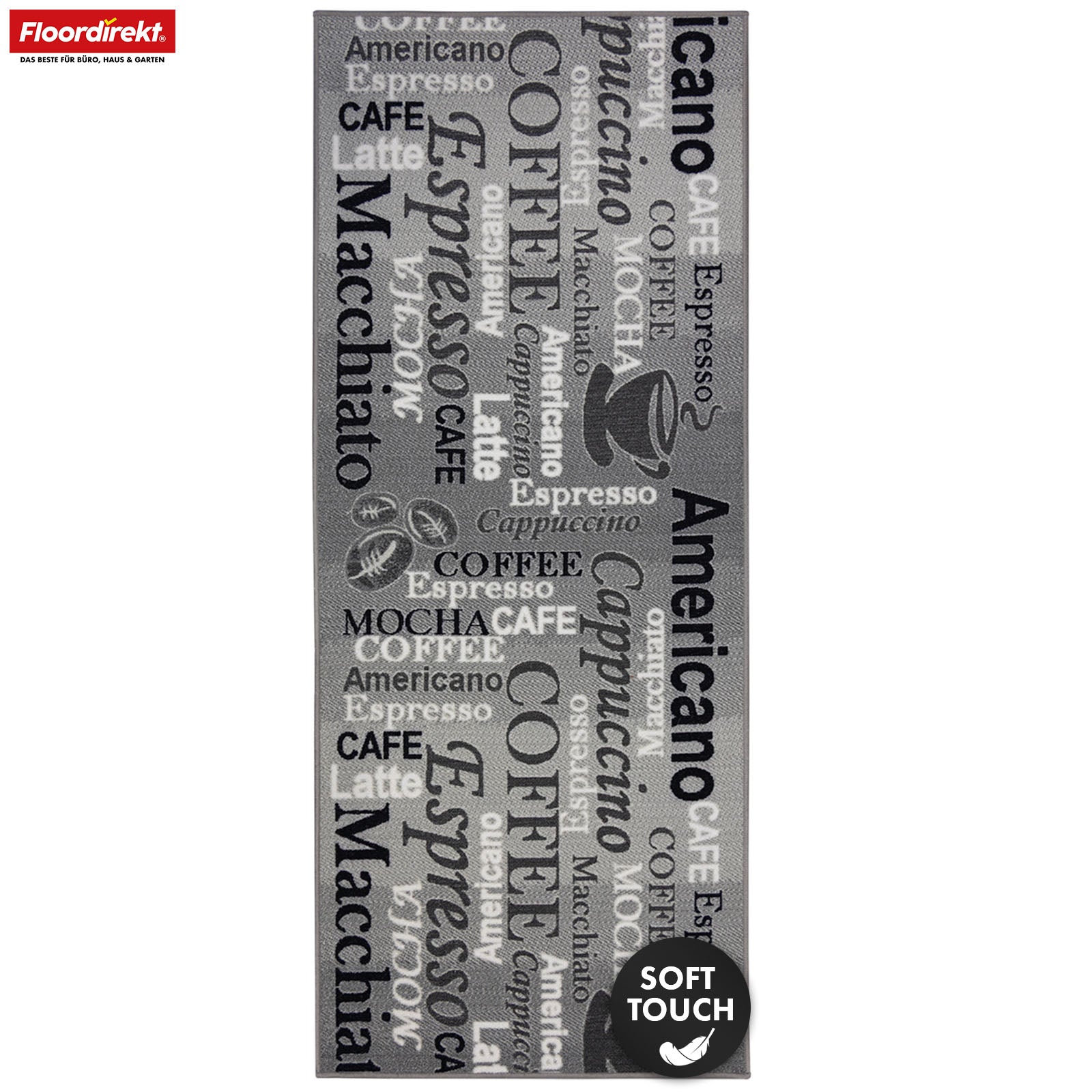 ✂ Tapijtlooper | Coffee | Stijlvolle keukentapijt met koffiedesign | Antislip, slijtvast & gemakkelijk te reinigen