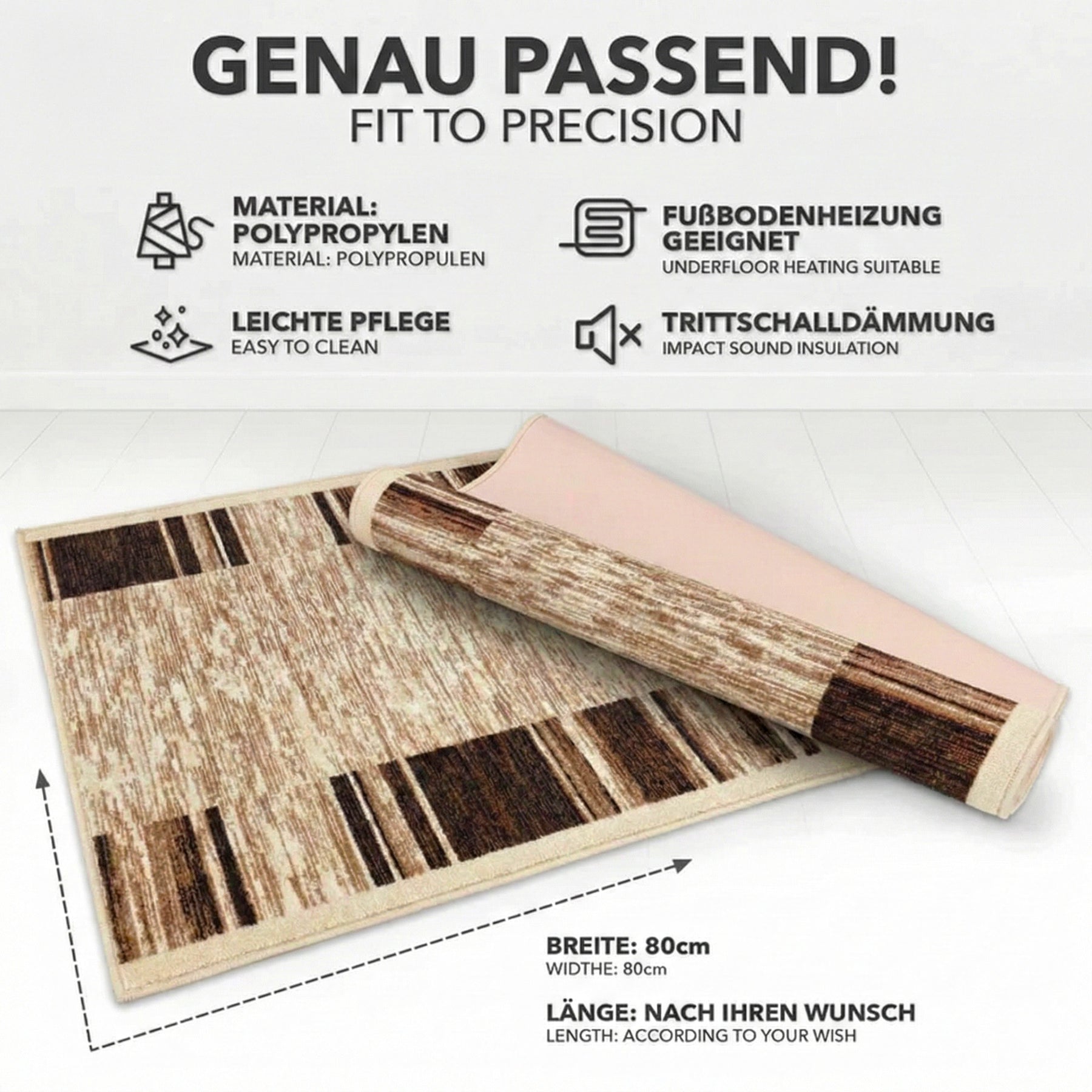 Tapijt loper op maat gemaakt | Navona | Breedte: 80 cm