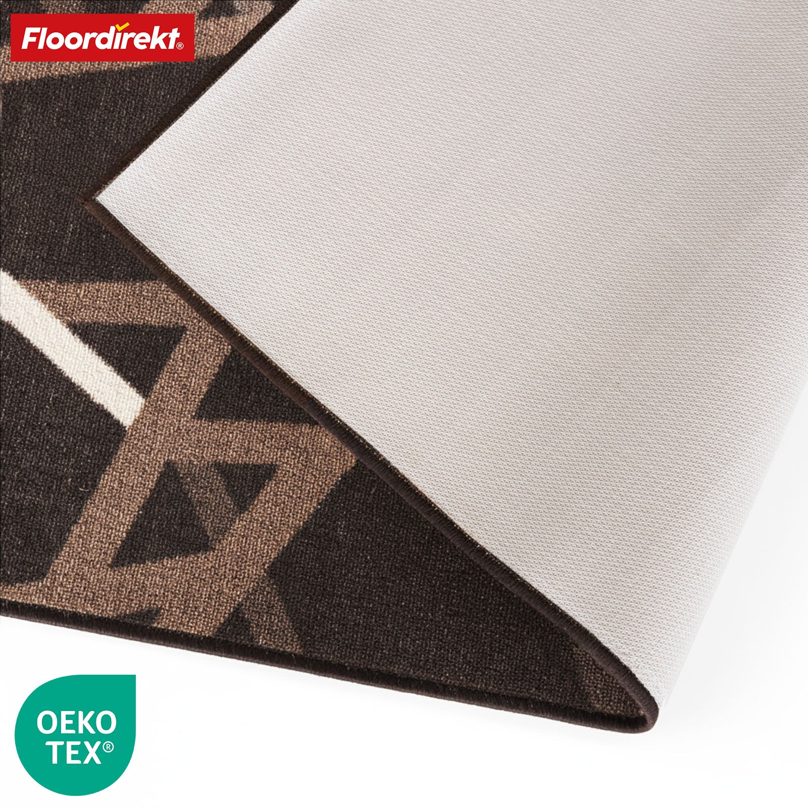 Loper Printed | In Antraciet & Bruin | Moderne loper met streepdessin & antislip gel-onderkant | Duurzaam & onderhoudsvriendelijk