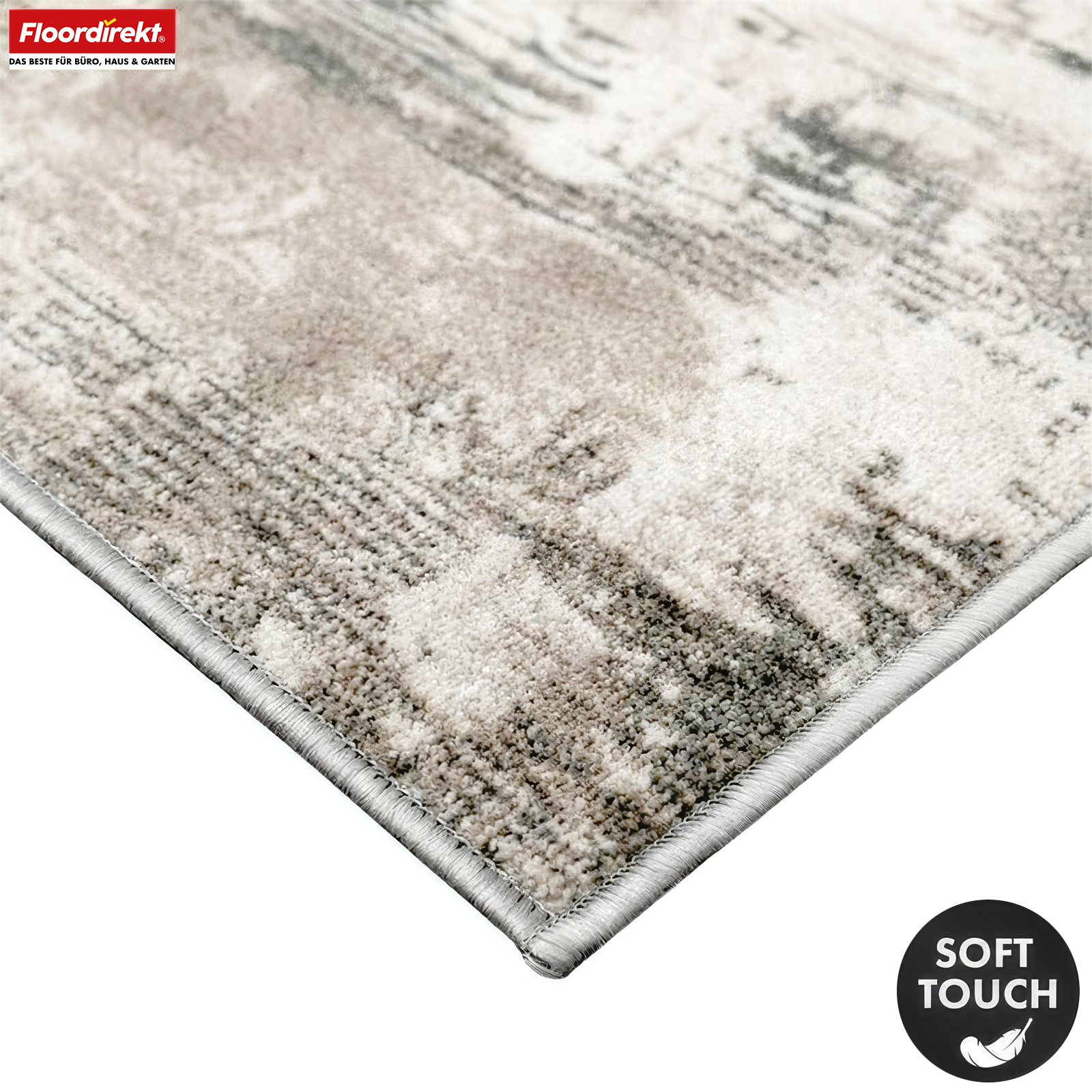 Tapijtloper | Ravena | Moderne loper in antraciet, bruin & zand | Abstract design met antislip gel-achterzijde