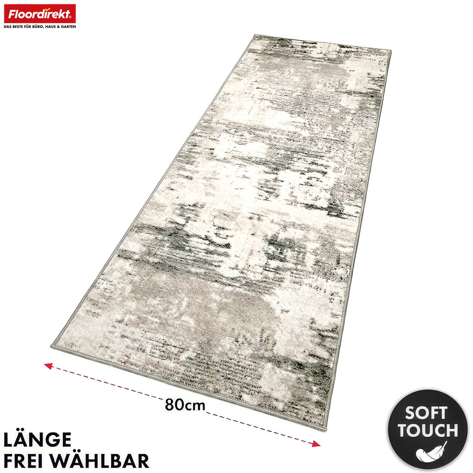 Tapijtloper | Ravena | Moderne loper in antraciet, bruin & zand | Abstract design met antislip gel-achterzijde