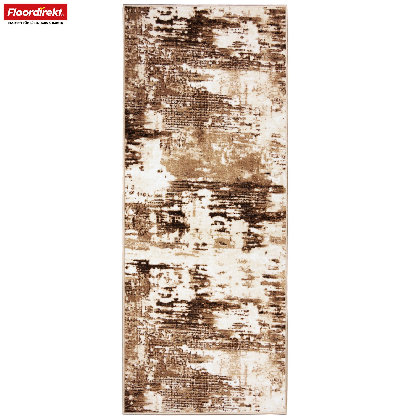 Loper | Ravena | Moderne tapijtloper in antraciet & bruin | Abstract design met antislip gel-achterkant | Duurzaam & onderhoudsvriendelijk