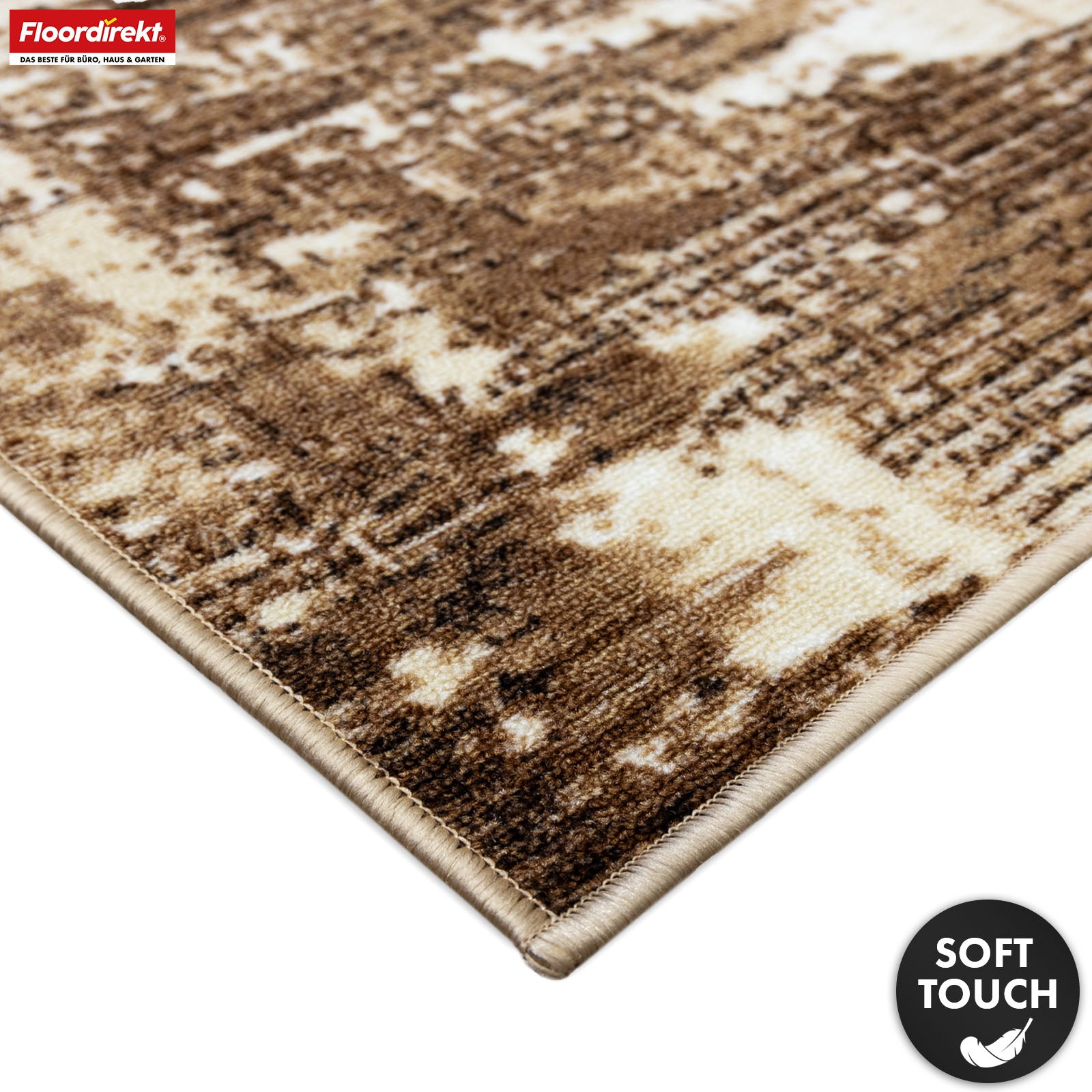 Loper | Ravena | Moderne tapijtloper in antraciet & bruin | Abstract design met antislip gel-achterkant | Duurzaam & onderhoudsvriendelijk