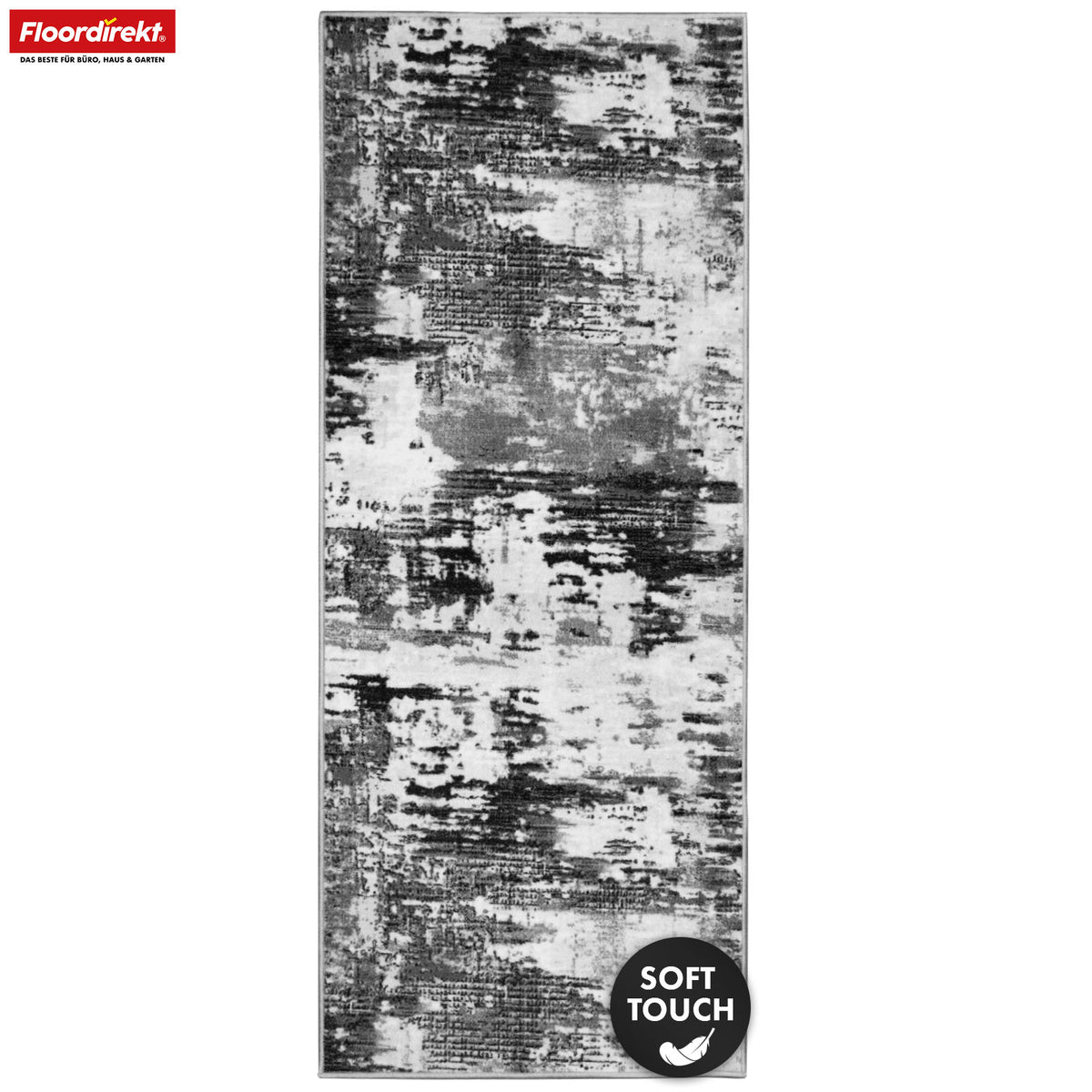 Loper | Ravena | Moderne tapijtloper in antraciet & bruin | Abstract design met antislip gel-achterkant | Duurzaam & onderhoudsvriendelijk