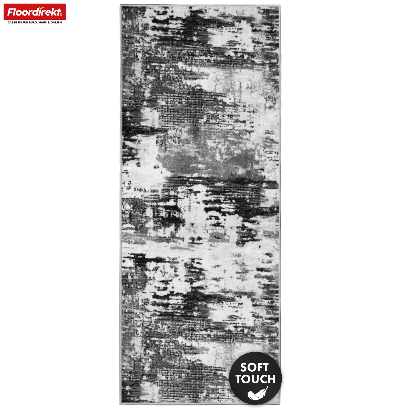 Loper | Ravena | Moderne tapijtloper in antraciet & bruin | Abstract design met antislip gel-achterkant | Duurzaam & onderhoudsvriendelijk