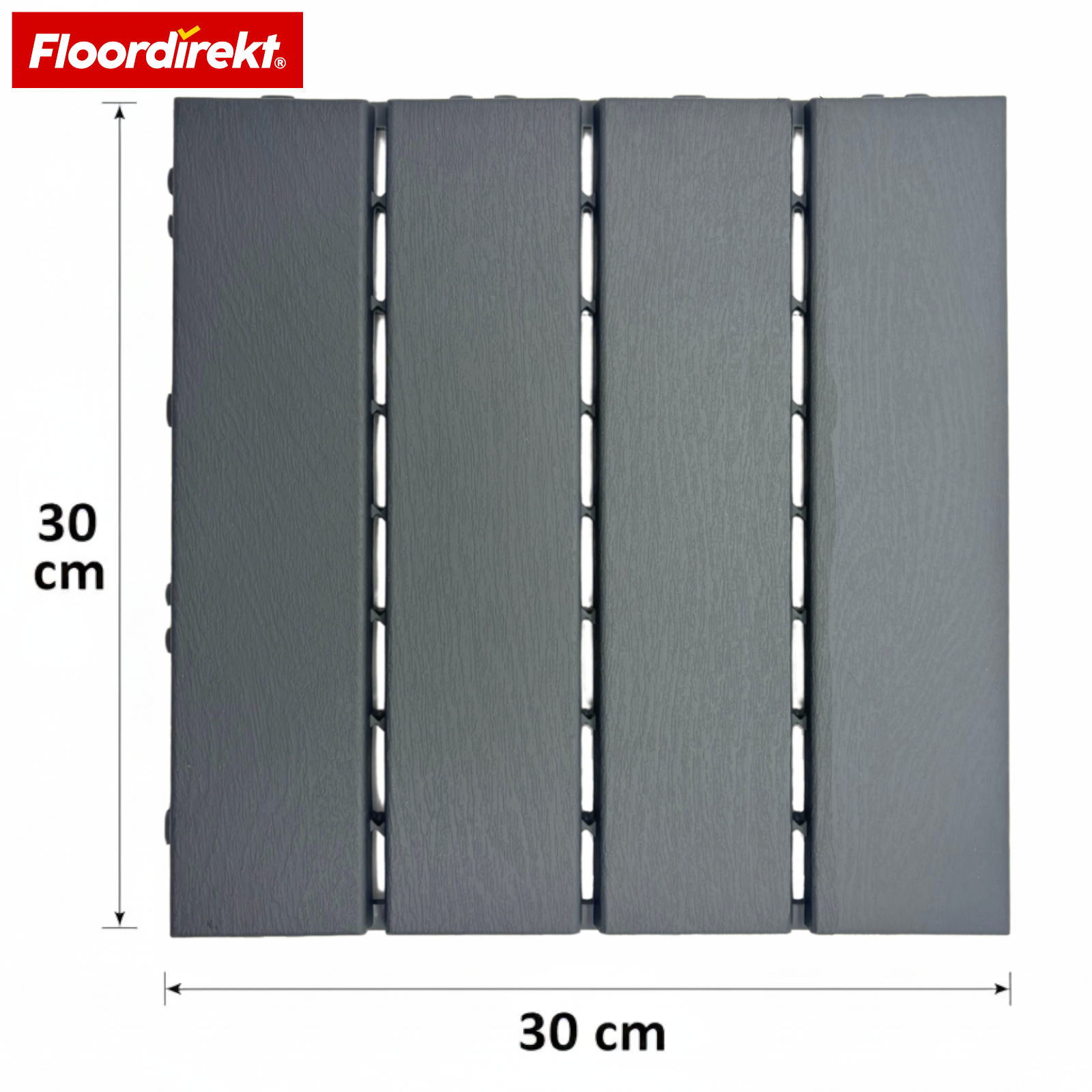 Terrastegels | Elyse | Grijs | 30x30 cm Kliktegels van Polypropyleen | Weerbestendig, onderhoudsarm & makkelijk te leggen