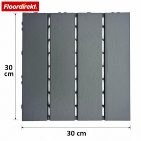 Terrastegels | Elyse | Grijs | 30x30 cm Kliktegels van Polypropyleen | Weerbestendig, onderhoudsarm & makkelijk te leggen