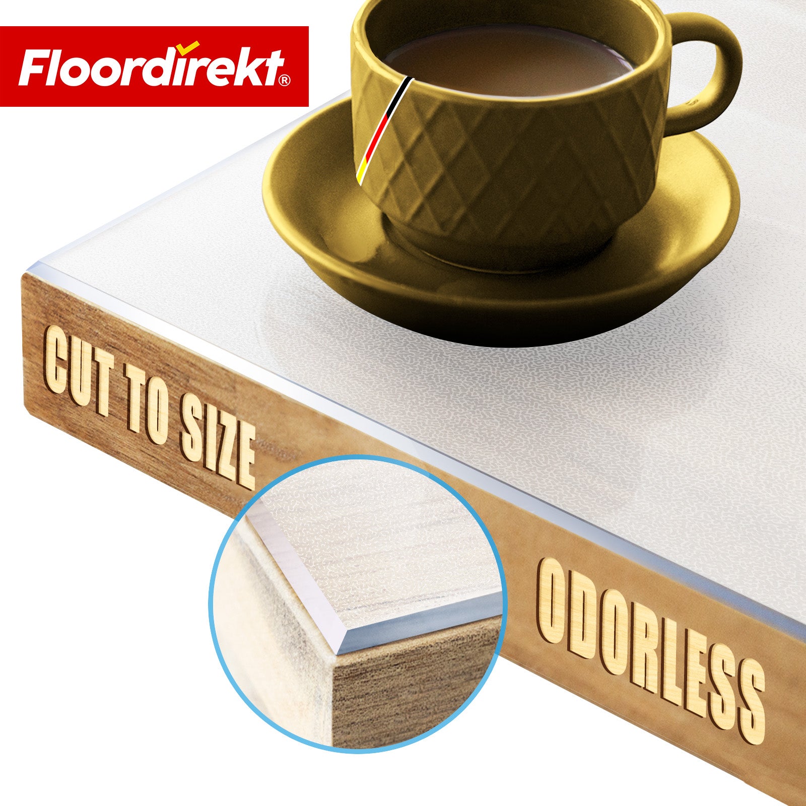 Tafelfolie | Neo Milky | Halftransparante tafeldbeschermfolie in melkachtig wit op maat met afgeschuinde rand