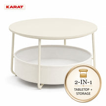 Bijzettafel | Tore | Ronde salontafel met open opbergruimte van hout & staal | Ø 75 cm