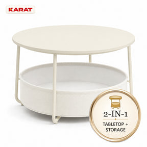 Bijzettafel | Tore | Ronde salontafel met open opbergruimte van hout & staal | Ø 75 cm