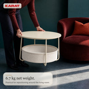 Bijzettafel | Tore | Ronde salontafel met open opbergruimte van hout & staal | Ø 75 cm
