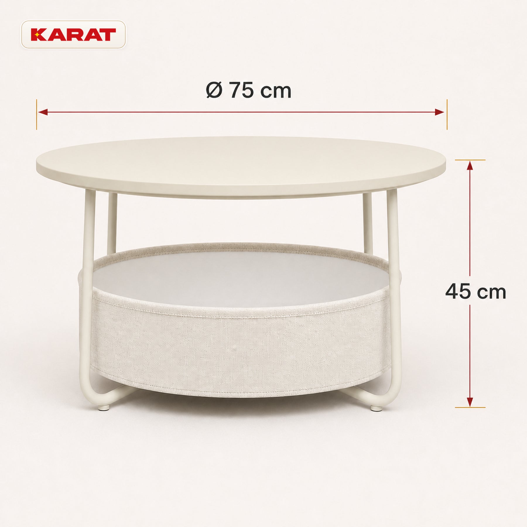 Bijzettafel | Tore | Ronde salontafel met open opbergruimte van hout & staal | Ø 75 cm