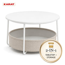 Bijzettafel | Tore | Ronde salontafel met open opbergruimte van hout & staal | Ø 75 cm