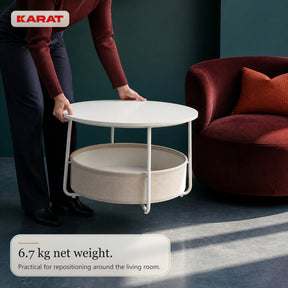 Bijzettafel | Tore | Ronde salontafel met open opbergruimte van hout & staal | Ø 75 cm