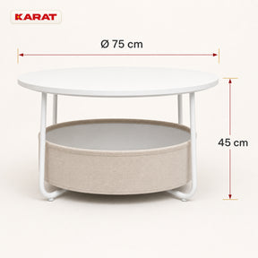Bijzettafel | Tore | Ronde salontafel met open opbergruimte van hout & staal | Ø 75 cm