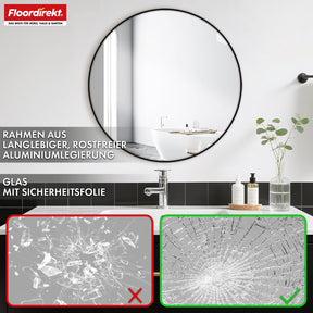 Wandspiegel | Bella | Ronde spiegel met zwarte lijst van aluminiumlegering | Verkrijgbaar in verschillende maten