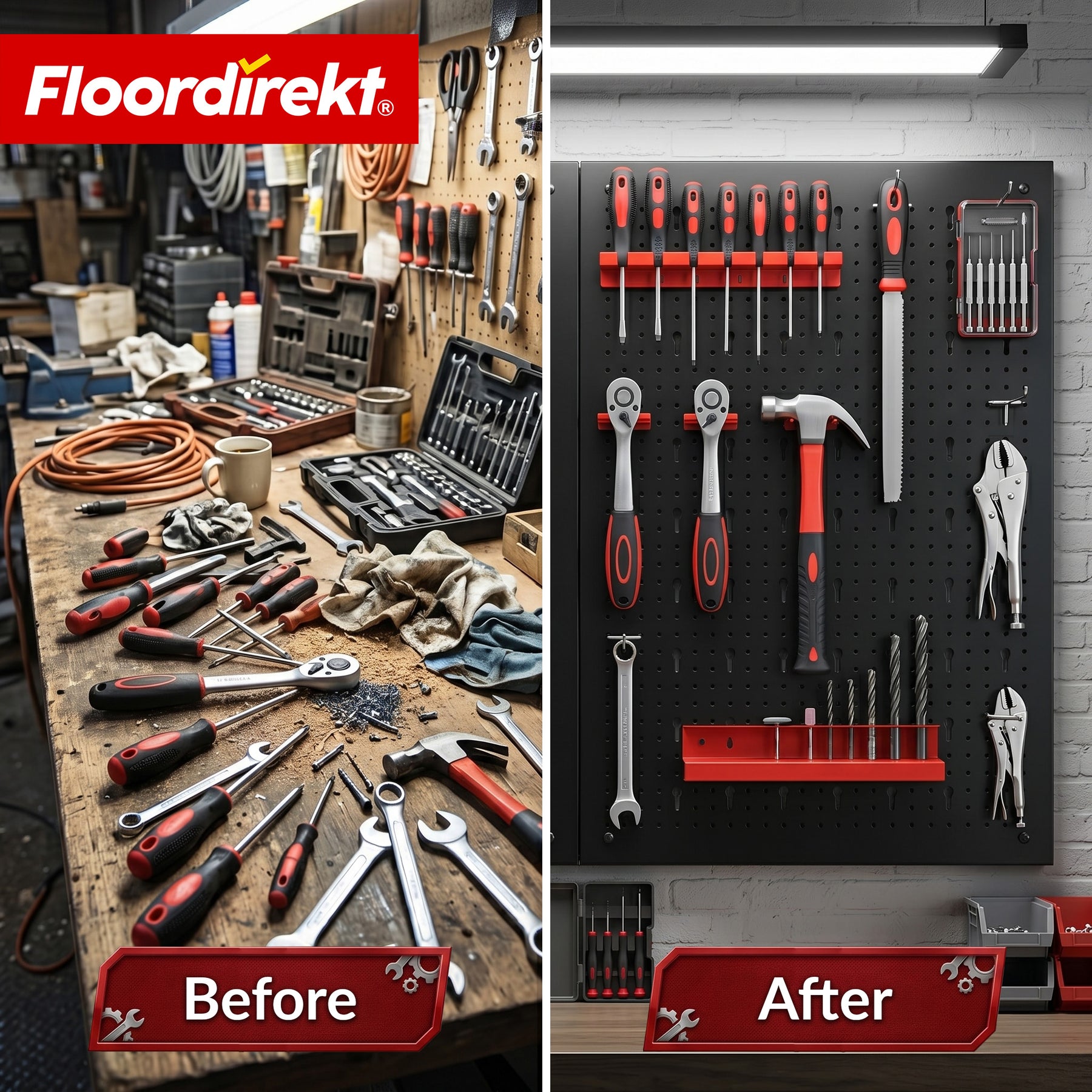 Gereedschapswand | Parker | Metalen wandpaneel set met accessoires | Gereedschapshouder voor werkplaats & garage