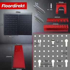 Gereedschapswand | Parker | Metalen wandpaneel set met accessoires | Gereedschapshouder voor werkplaats & garage