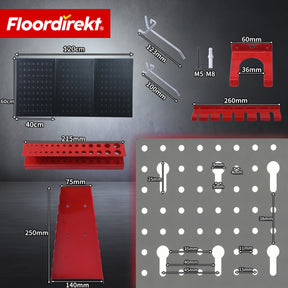 Gereedschapswand | Parker | Metalen wandpaneel set met accessoires | Gereedschapshouder voor werkplaats & garage