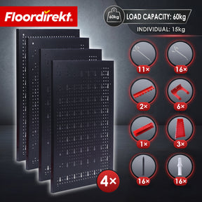 Gereedschapswand | Parker | Metalen wandpaneel set met accessoires | Gereedschapshouder voor werkplaats & garage