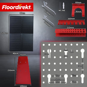 Gereedschapswand | Parker | Metalen wandpaneel set met accessoires | Gereedschapshouder voor werkplaats & garage