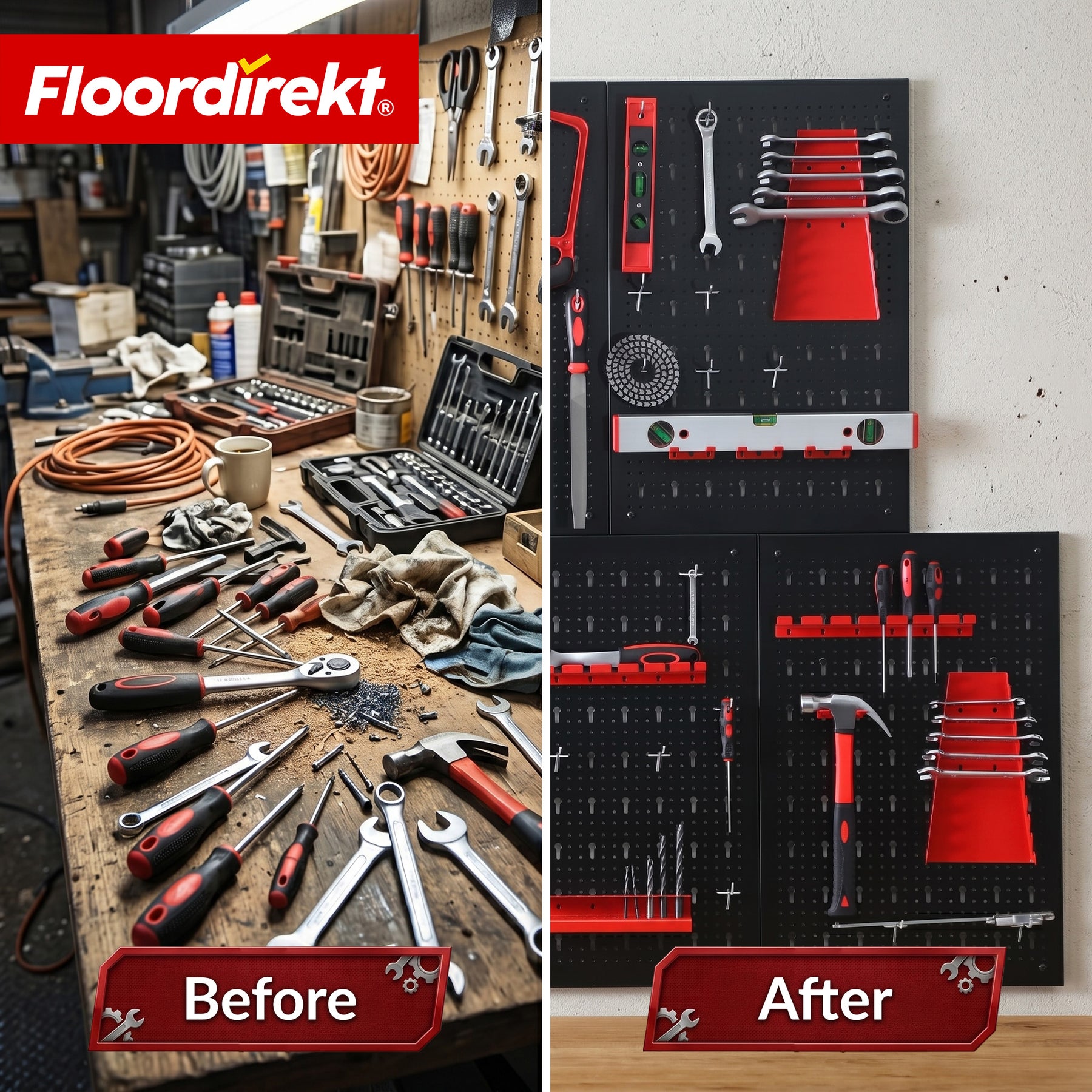 Gereedschapswand | Parker | Metalen wandpaneel set met accessoires | Gereedschapshouder voor werkplaats & garage