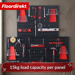 Gereedschapswand | Parker | Metalen wandpaneel set met accessoires | Gereedschapshouder voor werkplaats & garage
