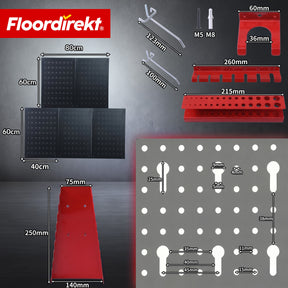 Gereedschapswand | Parker | Metalen wandpaneel set met accessoires | Gereedschapshouder voor werkplaats & garage