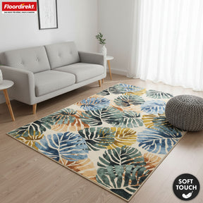 Vloerkleed | Amazonia | Modern tapijt met bladdessin | Antislip, slijtvast & onderhoudsvriendelijk | Verkrijgbaar in verschillende maten