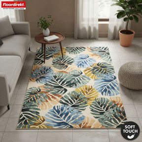 Vloerkleed | Amazonia | Modern tapijt met bladdessin | Antislip, slijtvast & onderhoudsvriendelijk | Verkrijgbaar in verschillende maten