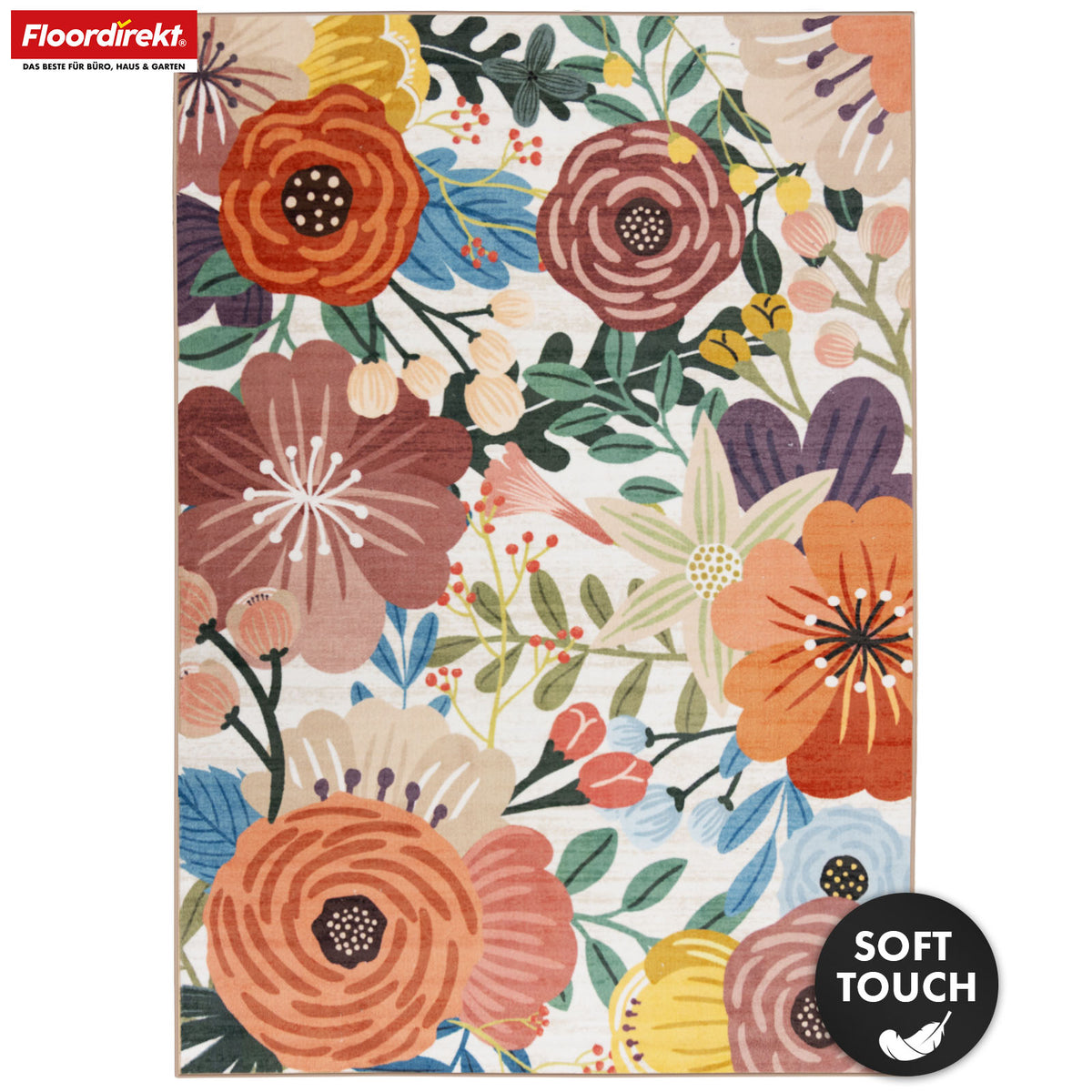 Vloerkleed | Fleur | Modern tapijt met kleurrijk bloemendesign | Antislip, slijtvast & onderhoudsvriendelijk | Verkrijgbaar in verschillende maten