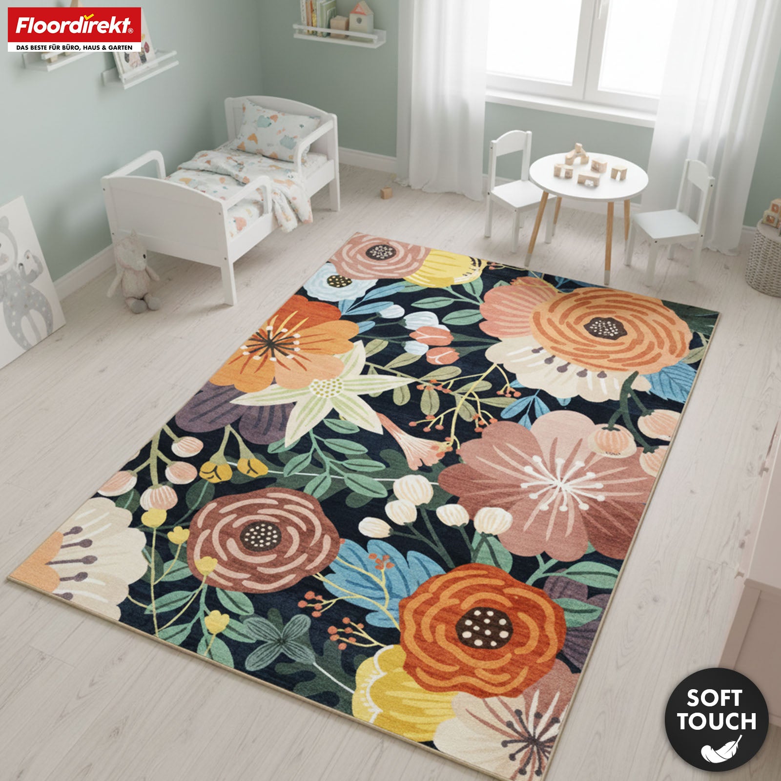 Vloerkleed | Tropica | Modern tapijt met tropisch bloemenpatroon | Antislip, slijtvast & onderhoudsvriendelijk | Verkrijgbaar in verschillende maten