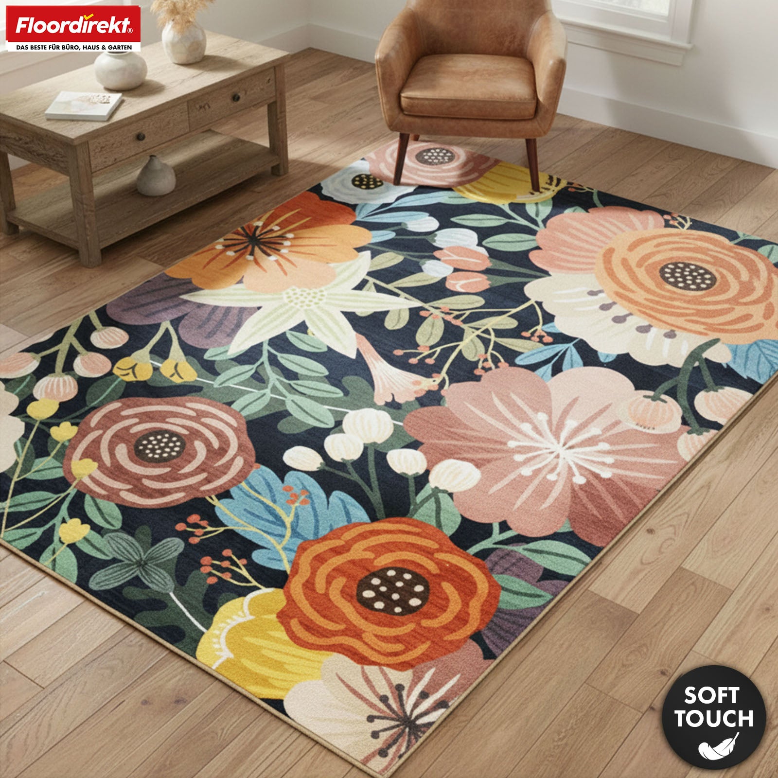Vloerkleed | Tropica | Modern tapijt met tropisch bloemenpatroon | Antislip, slijtvast & onderhoudsvriendelijk | Verkrijgbaar in verschillende maten