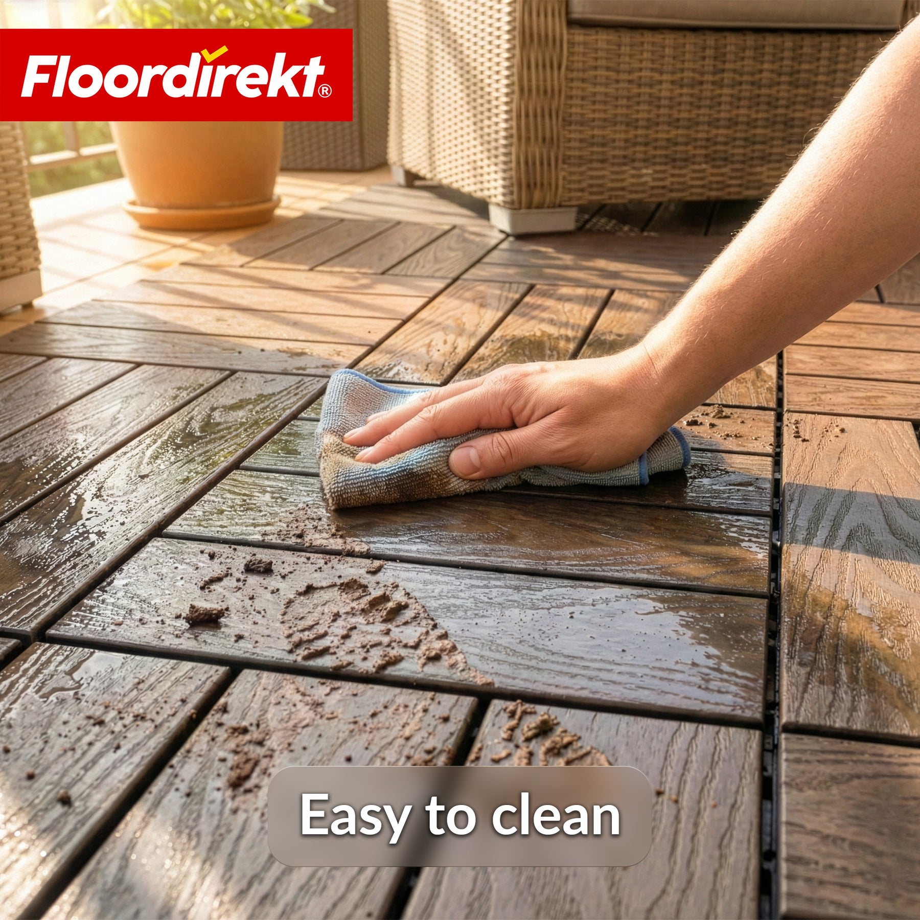 WPC-terrastegel | Noble 3D | Moderne kliktegel 30 x 30 cm voor balkon & terras