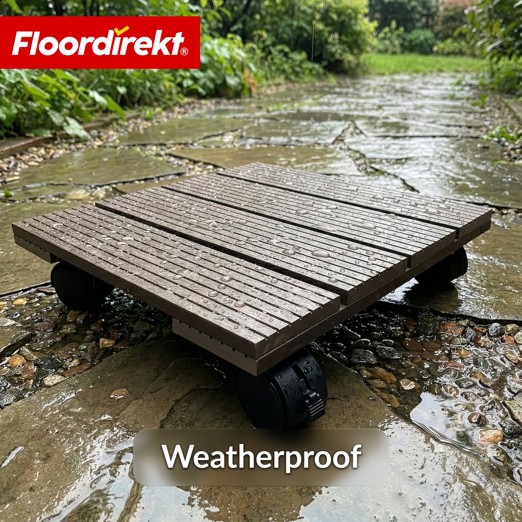 WPC-plantenroller | Marquis | Rolonderzetter 30 x 30 cm | 360° zwenkwielen met rem | Draagkracht tot 80 kg