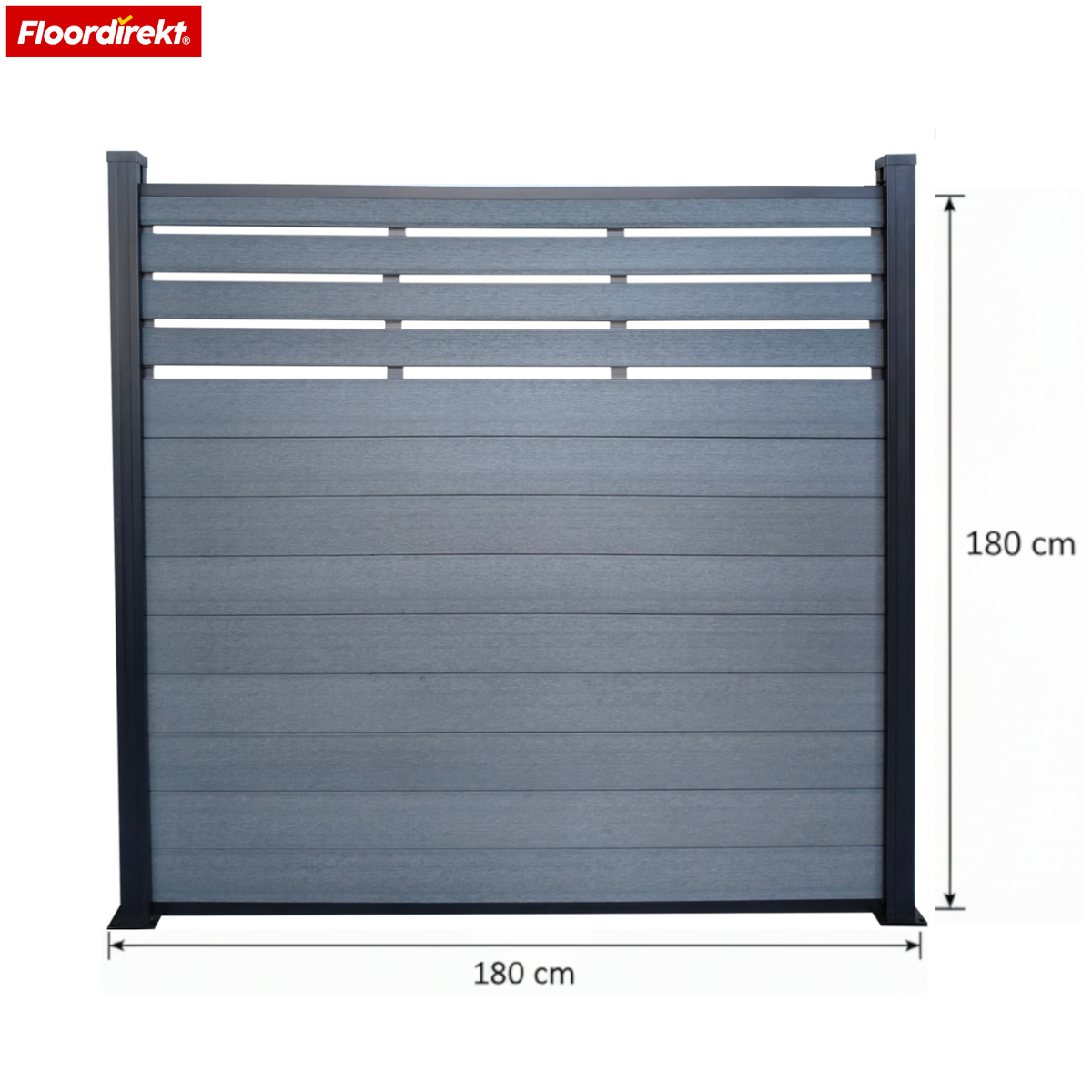 WPC Privacy Schutting | Elba | 180x180 cm Antraciet | Weerbestendig, UV-bestendig & onderhoudsarm met aluminium palen