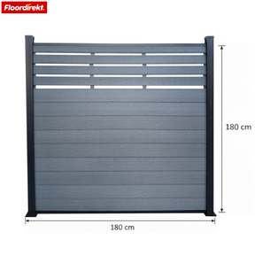 WPC Privacy Schutting | Elba | 180x180 cm Antraciet | Weerbestendig, UV-bestendig & onderhoudsarm met aluminium palen