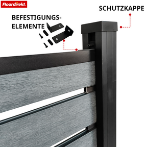 WPC Privacy Schutting | Elba | 180x180 cm Antraciet | Weerbestendig, UV-bestendig & onderhoudsarm met aluminium palen