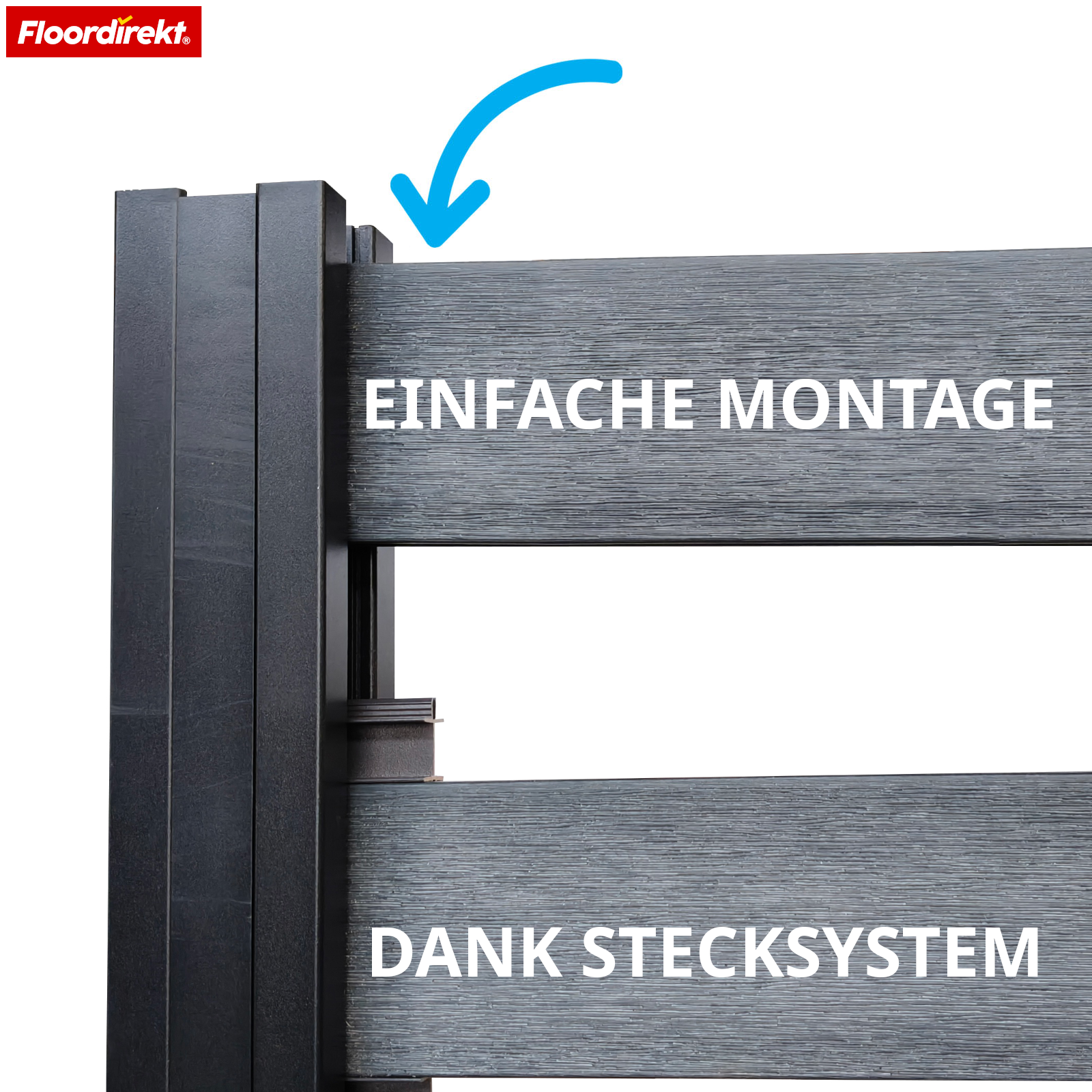 WPC Privacy Schutting | Elba | 180x180 cm Antraciet | Weerbestendig, UV-bestendig & onderhoudsarm met aluminium palen