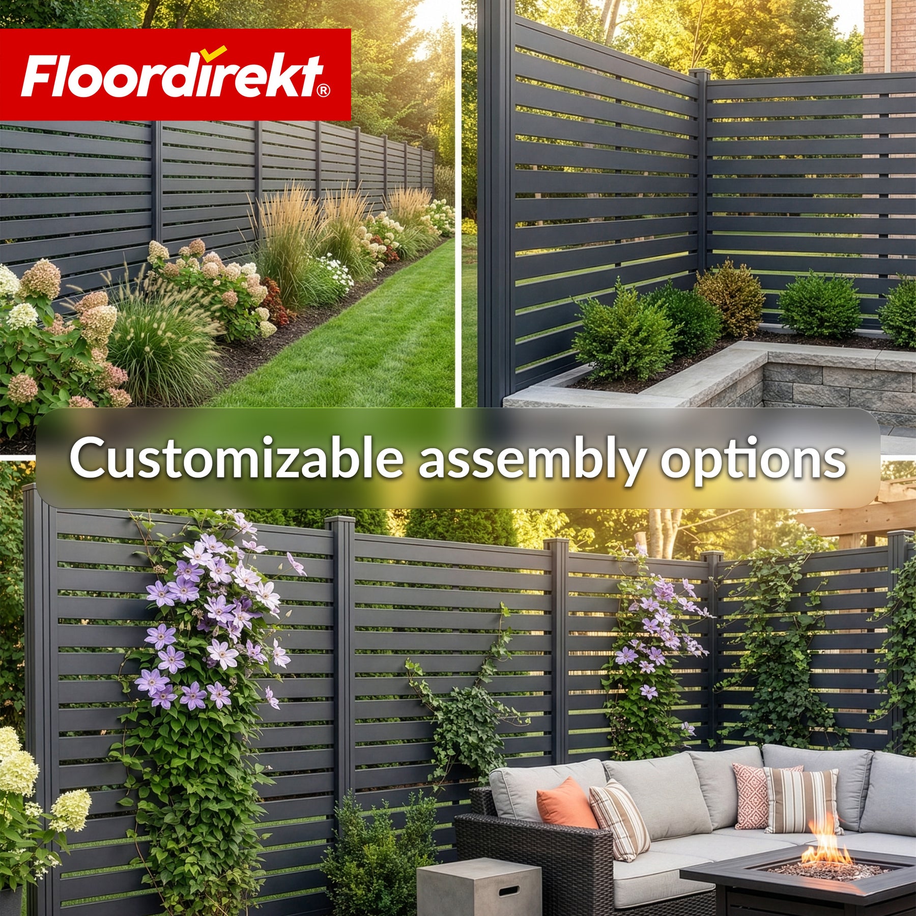 WPC-schutting | Milos | 180 x 180 cm in antraciet met aluminium palen