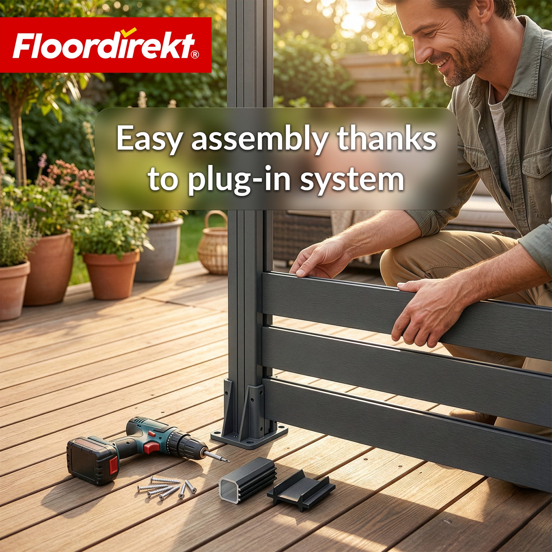 WPC-schutting | Milos | 180 x 180 cm in antraciet met aluminium palen