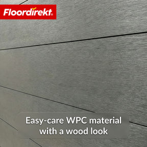 WPC-afscheidingsscherm | Ponza | 180 x 180 cm | Moderne zicht- & windbescherming in zwart met aluminium palen