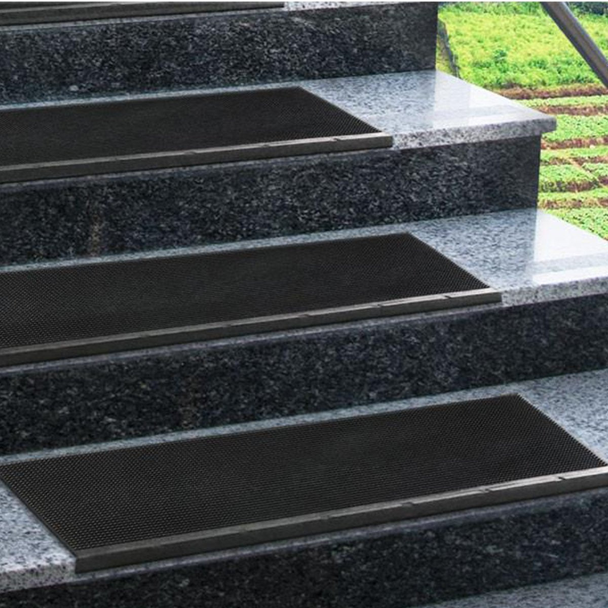 HOPEVIVA Rubberen Traptreden Antislip - Zwart 30x8 Cm, Set Van 7 Voor Houten Trappen Binnenshuis